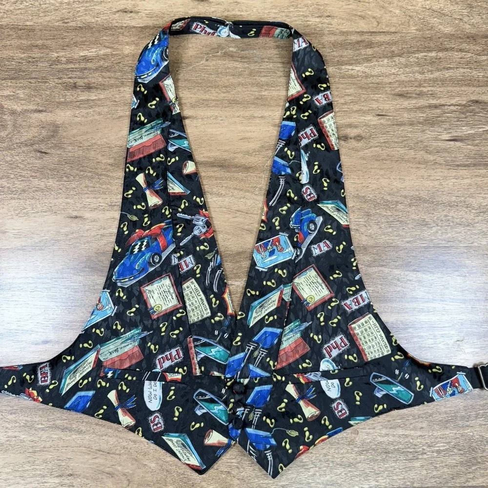 VTG‎ Nicole Miller Limited Quanities Tuxedo Backless Vest Graduation PHD Barback